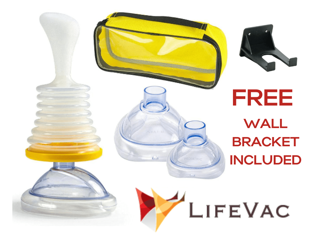 LifeVac Choking Rescue Device with Wall Mounted Grab/Travel Bag Help